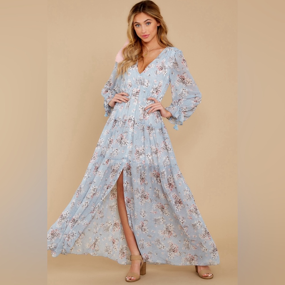 {Red Dress Boutique} Love In Bloom Blue Floral Print Maxi Dress